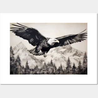 Eagle Animal Bird Wild Nature Ink Sketch Style Posters and Art